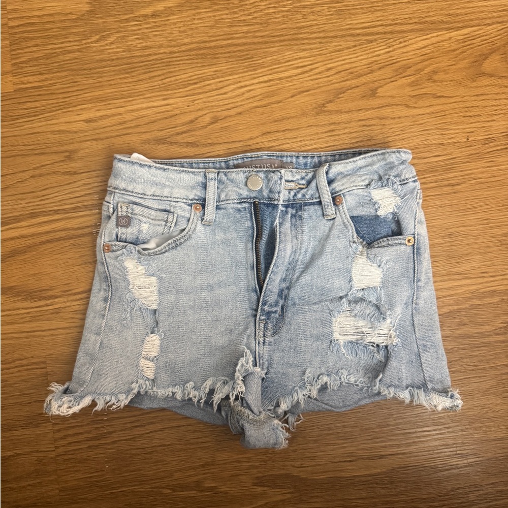 Just USA Ripped Light Blue Jean Shorts